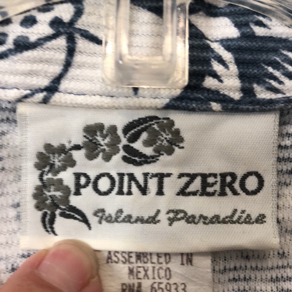 Vintage Point Zero bark cloth Hawiian shirt Men's XL blue white floral tropical - Picture 6 of 10